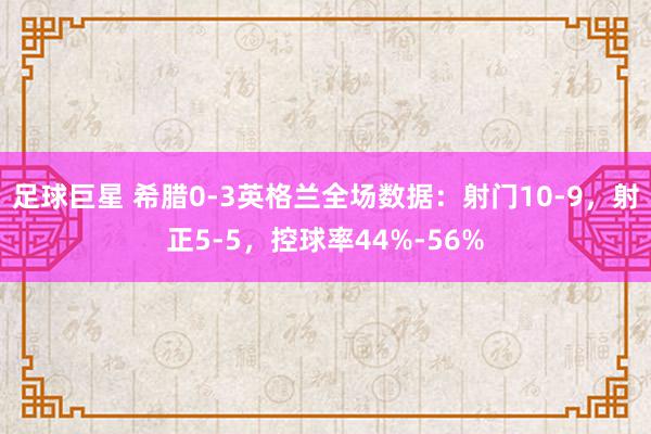 足球巨星 希腊0-3英格兰全场数据：射门10-9，射正5-5，控球率44%-56%