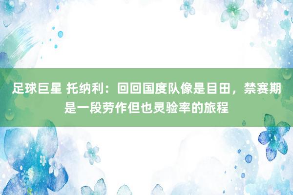 足球巨星 托纳利：回回国度队像是目田，禁赛期是一段劳作但也灵验率的旅程