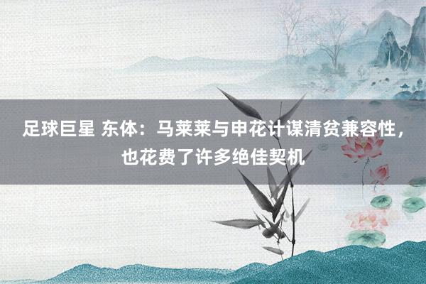 足球巨星 东体：马莱莱与申花计谋清贫兼容性，也花费了许多绝佳契机