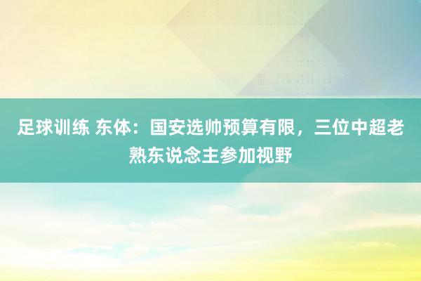 足球训练 东体：国安选帅预算有限，三位中超老熟东说念主参加视野